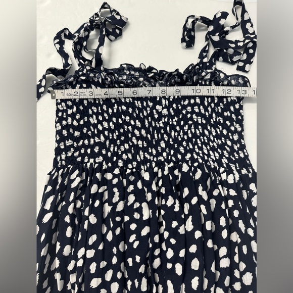 R. Vivimos Boho Smocked Black Polka Dot Ruffle Dress Sz. XL 16-18 - Picture 7 of 10
